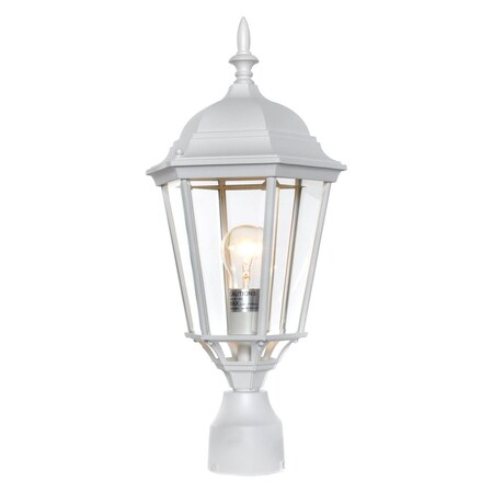 Maxim One Light White Clear Glass Post Light 1005WT